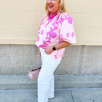 Rosy Bloom Split Neck Blouse - The Pink Pineapple 850