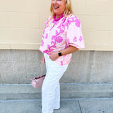 Rosy Bloom Split Neck Blouse - The Pink Pineapple 850