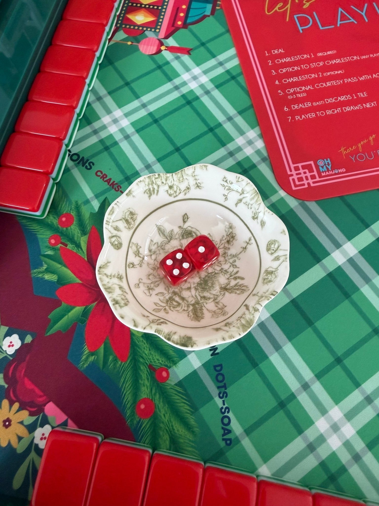 Ruby Red Mahjong Dice - The Pink Pineapple 850