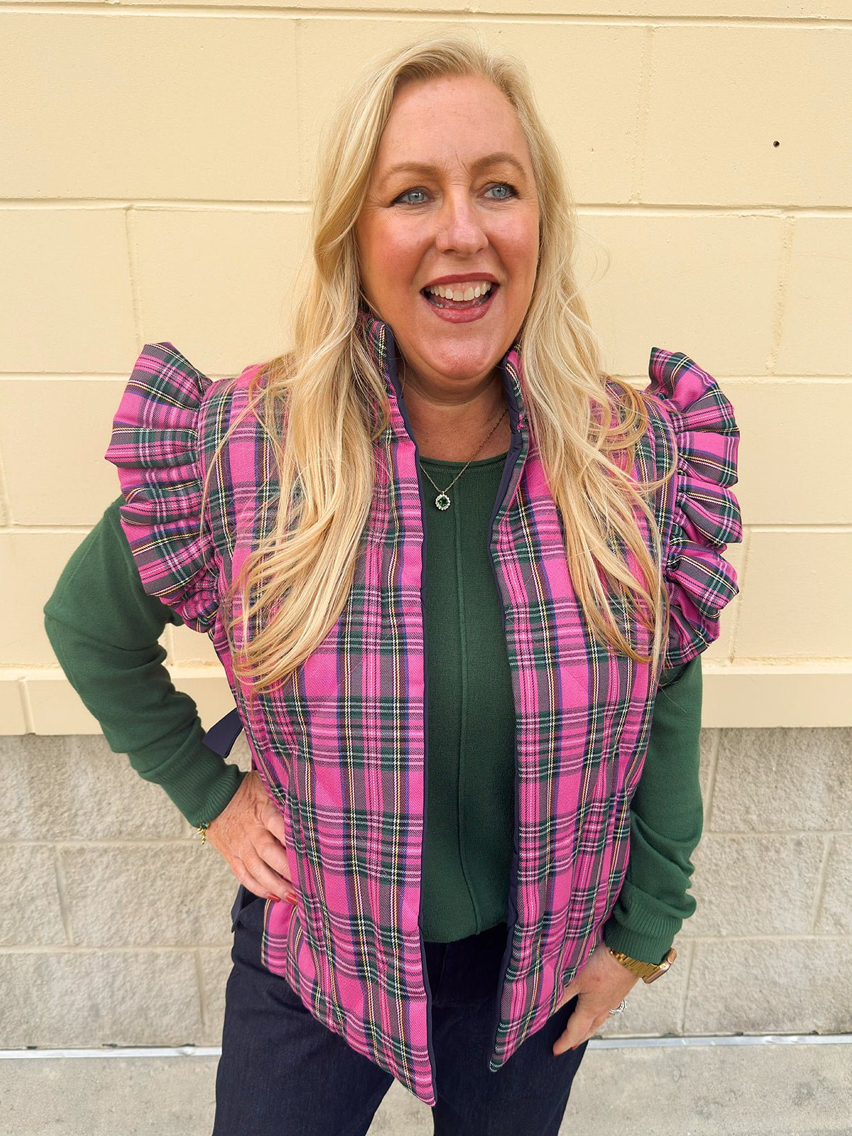 Ruffle & Ready Reversible Vest in Pink - The Pink Pineapple 850