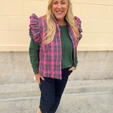 Ruffle & Ready Reversible Vest in Pink - The Pink Pineapple 850