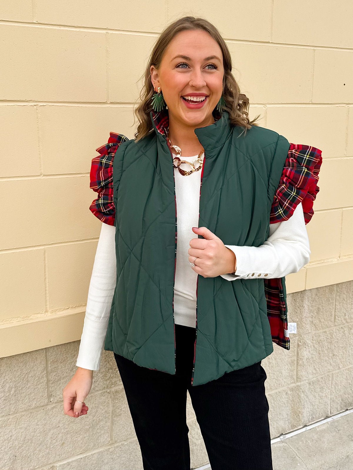 Ruffle & Ready Reversible Vest in Red - The Pink Pineapple 850