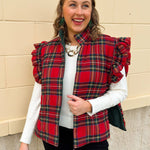 Ruffle & Ready Reversible Vest in Red - The Pink Pineapple 850