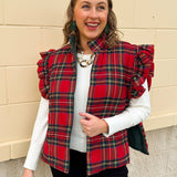 Ruffle & Ready Reversible Vest in Red - The Pink Pineapple 850