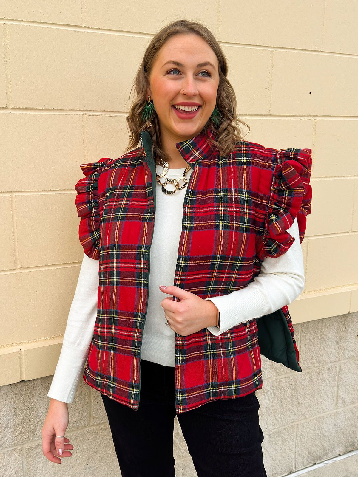Ruffle & Ready Reversible Vest in Red - The Pink Pineapple 850