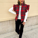 Ruffle & Ready Reversible Vest in Red - The Pink Pineapple 850