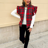 Ruffle & Ready Reversible Vest in Red - The Pink Pineapple 850