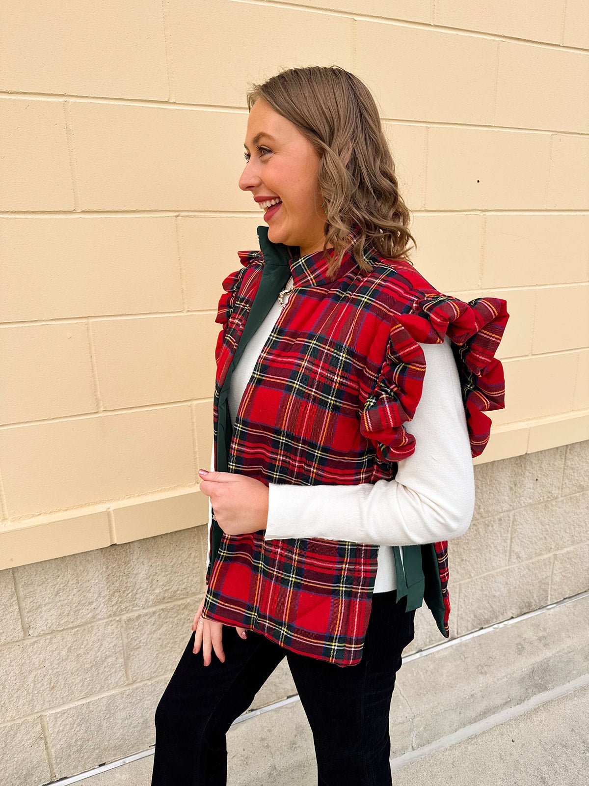 Ruffle & Ready Reversible Vest in Red - The Pink Pineapple 850