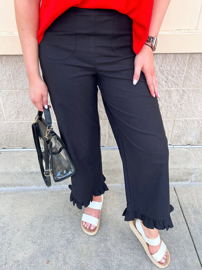 Ruffle Rendezvous High Rise Statement Pants in Black - The Pink Pineapple 850