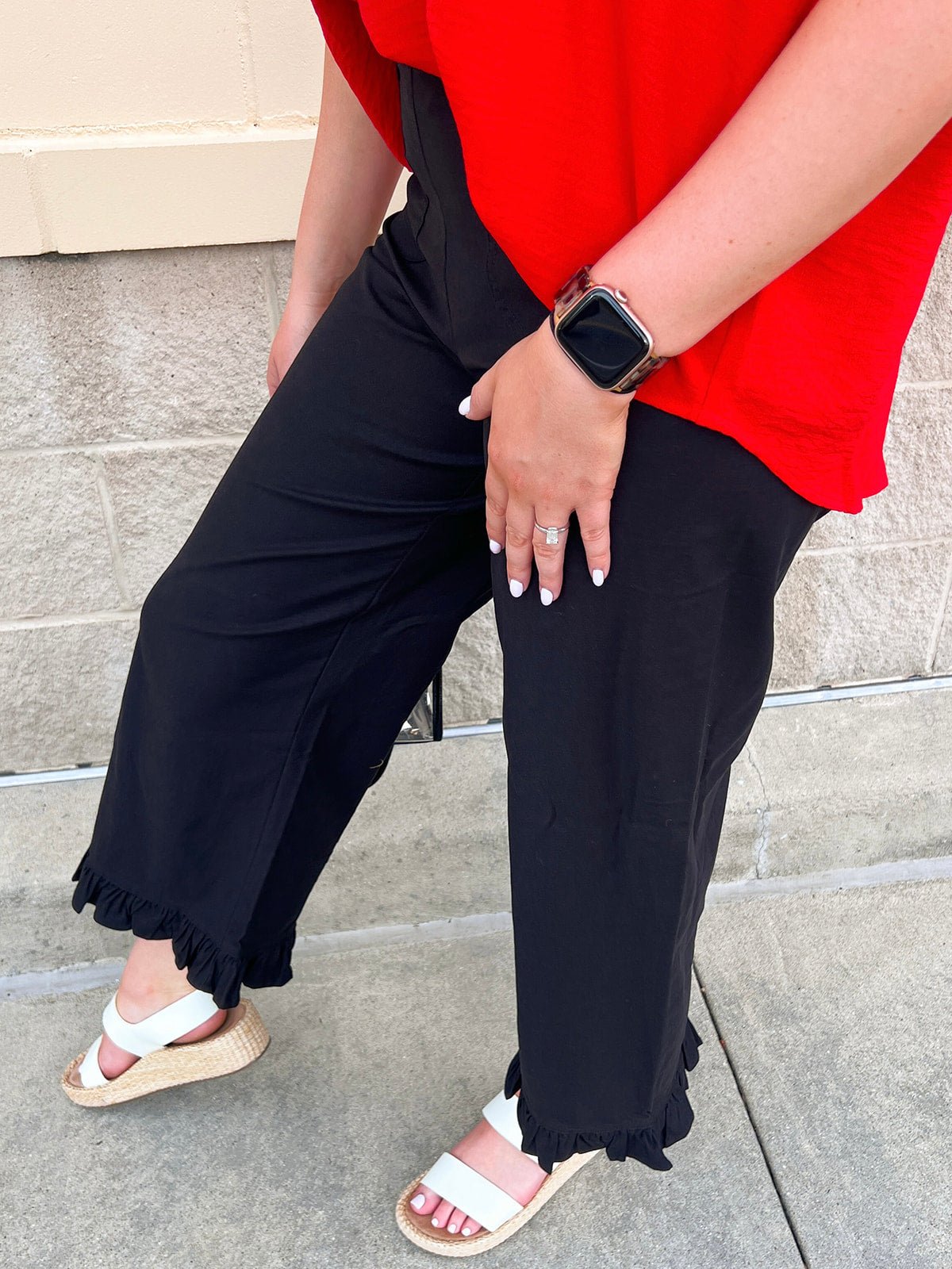 Ruffle Rendezvous High Rise Statement Pants in Black - The Pink Pineapple 850