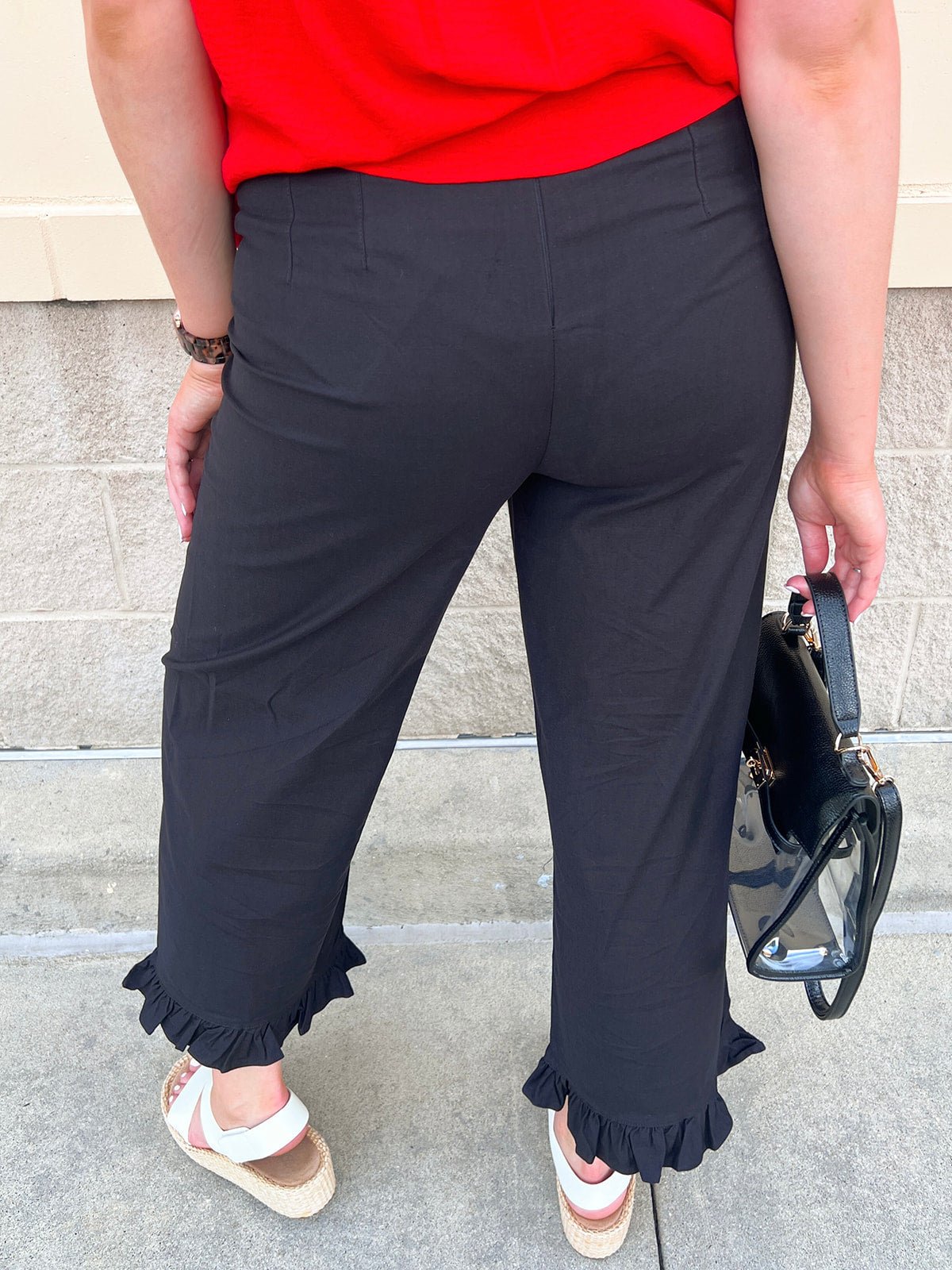 Ruffle Rendezvous High Rise Statement Pants in Black - The Pink Pineapple 850