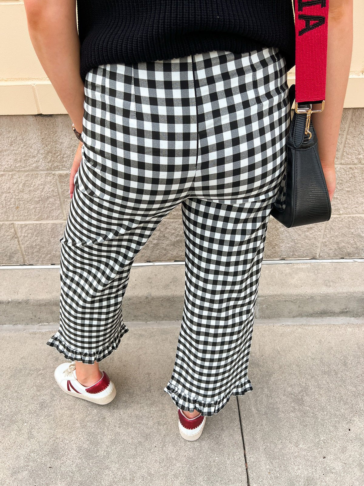 Ruffle Rendezvous High Rise Statement Pants in Gingham - The Pink Pineapple 850