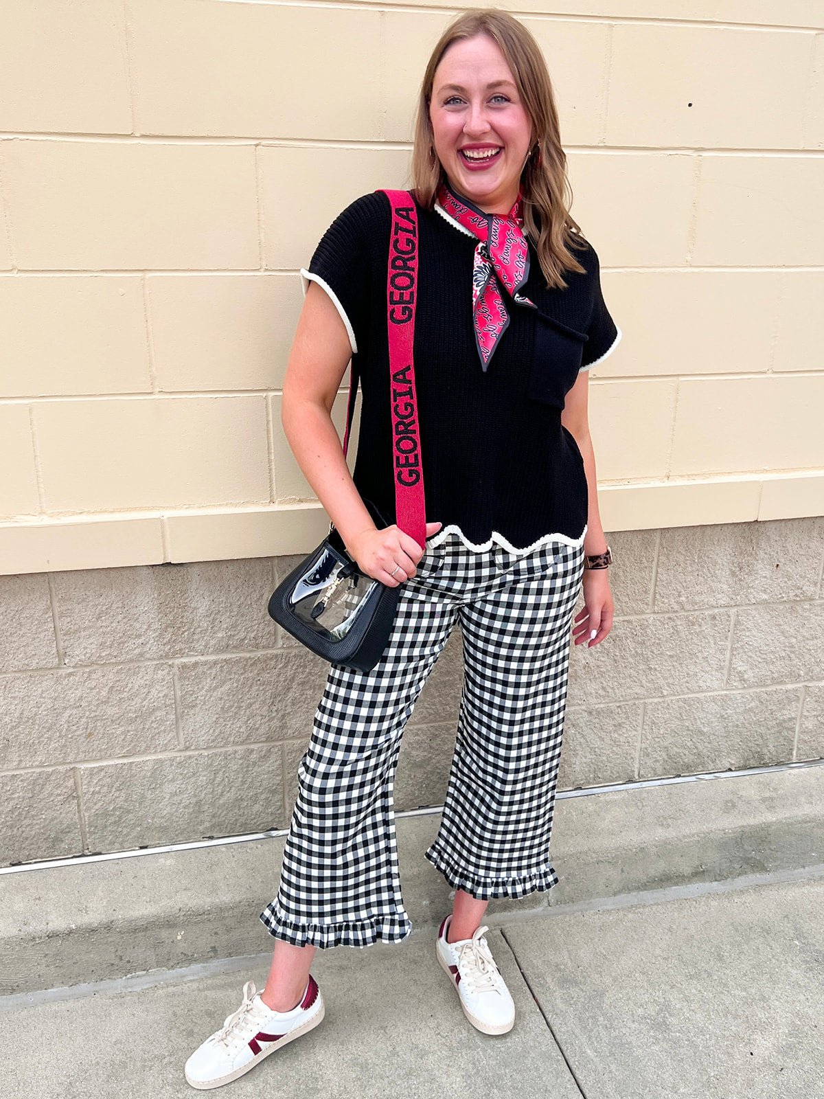 Ruffle Rendezvous High Rise Statement Pants in Gingham - The Pink Pineapple 850