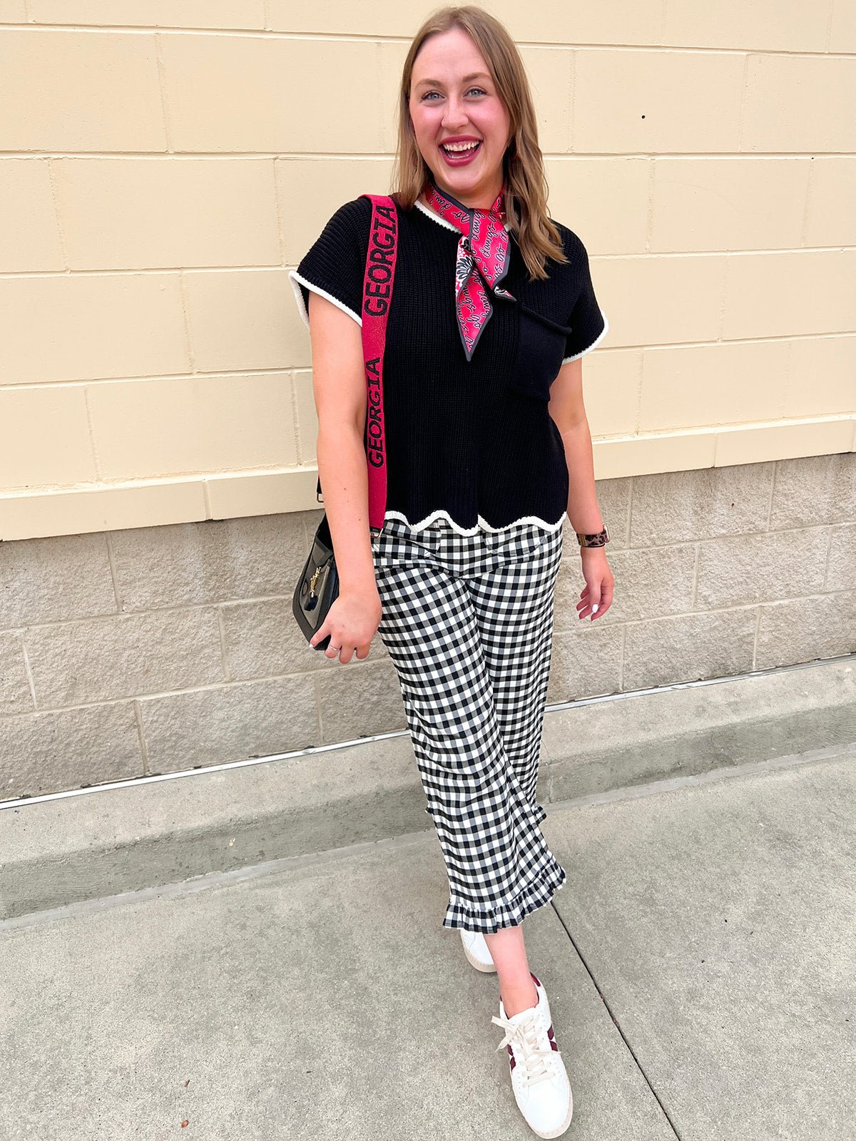 Ruffle Rendezvous High Rise Statement Pants in Gingham - The Pink Pineapple 850