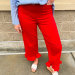 Ruffle Rendezvous High Rise Statement Pants in Red - The Pink Pineapple 850