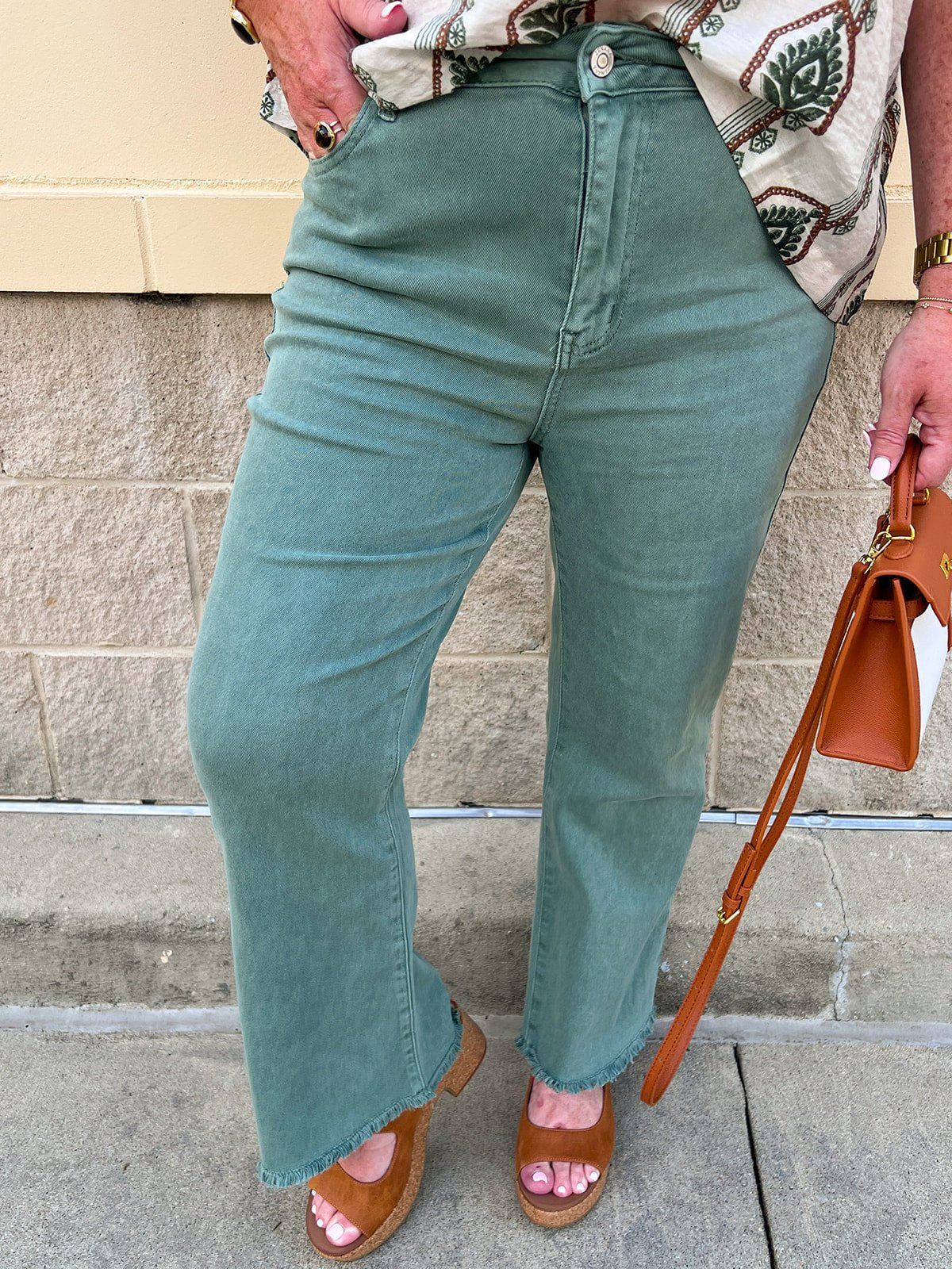 Sage Green Bootcut Pants - The Pink Pineapple 850