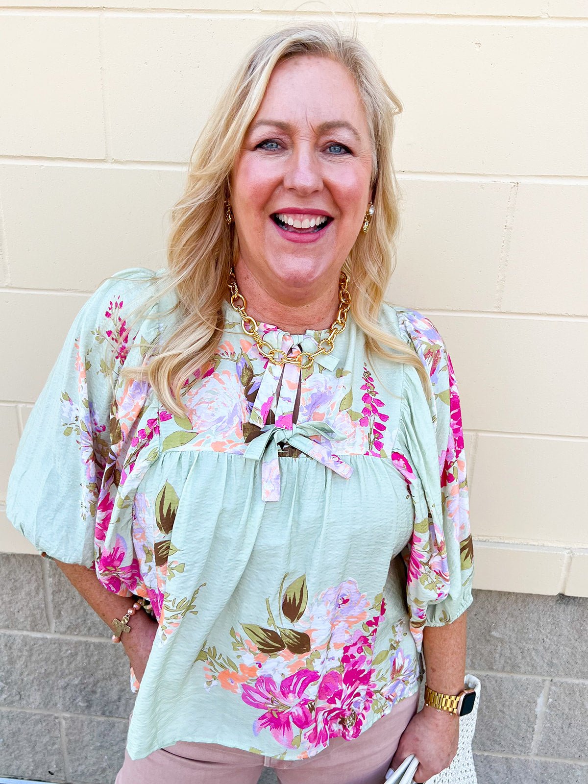 Sage Meadow Babydoll Tie Top - The Pink Pineapple 850