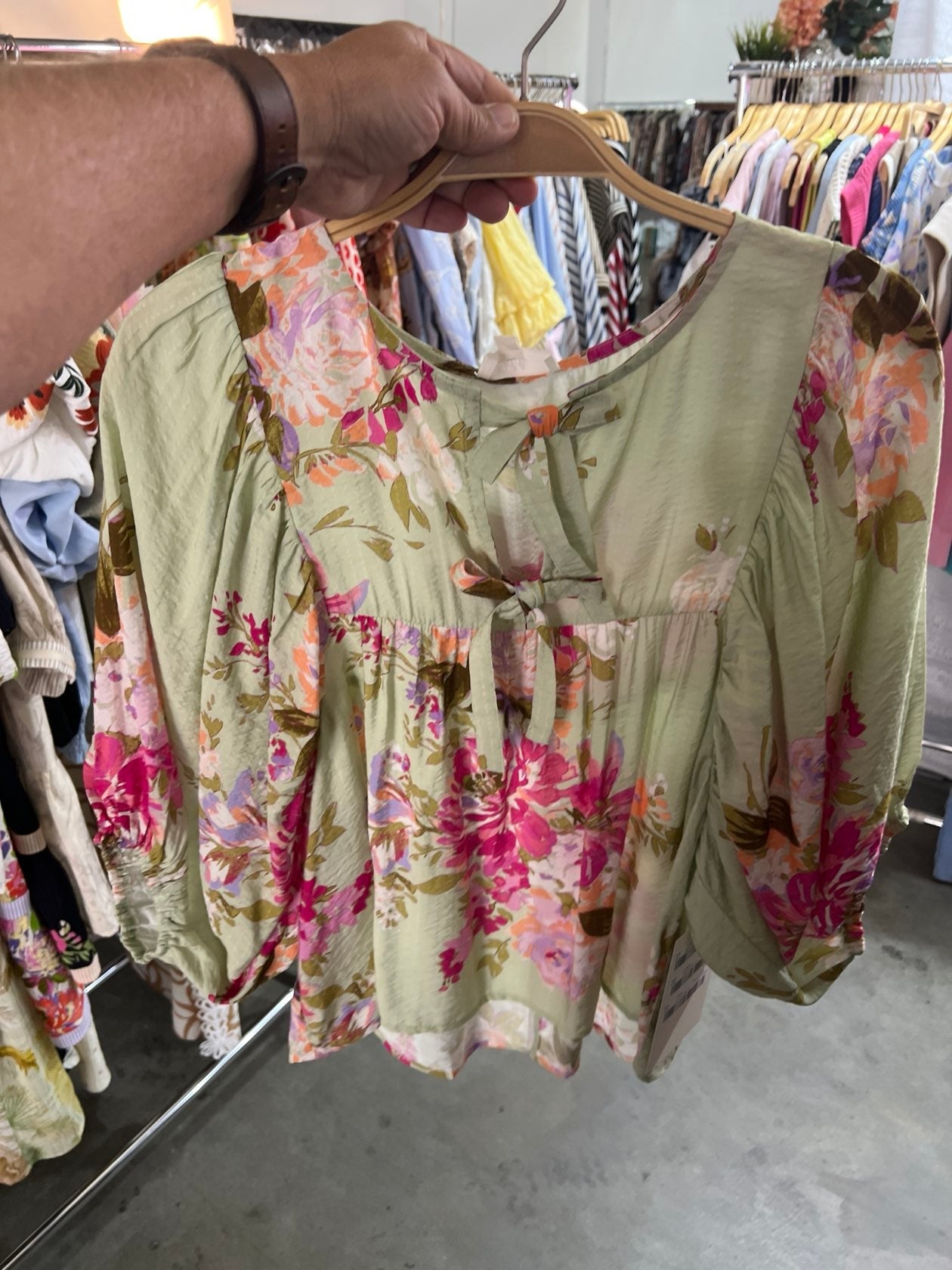 Sage Meadow Babydoll Tie Top - The Pink Pineapple 850