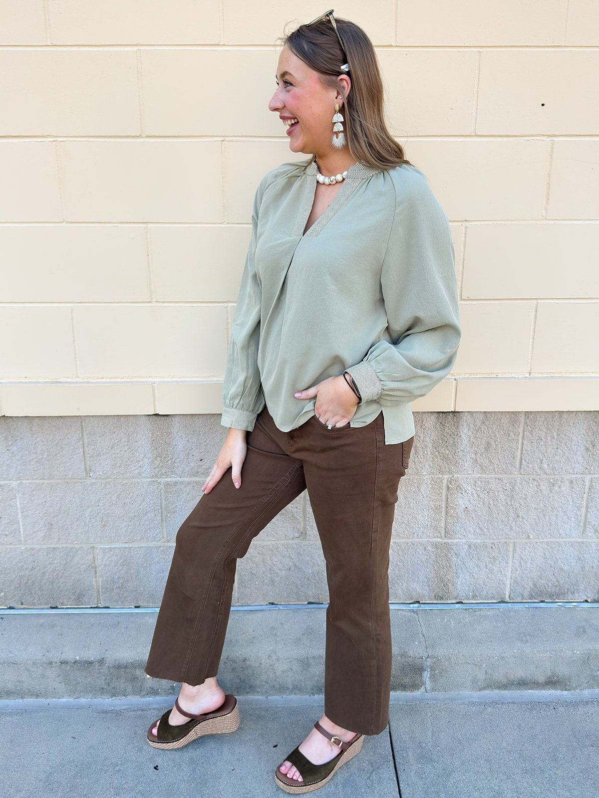 Sage Signature Blouse - The Pink Pineapple 850