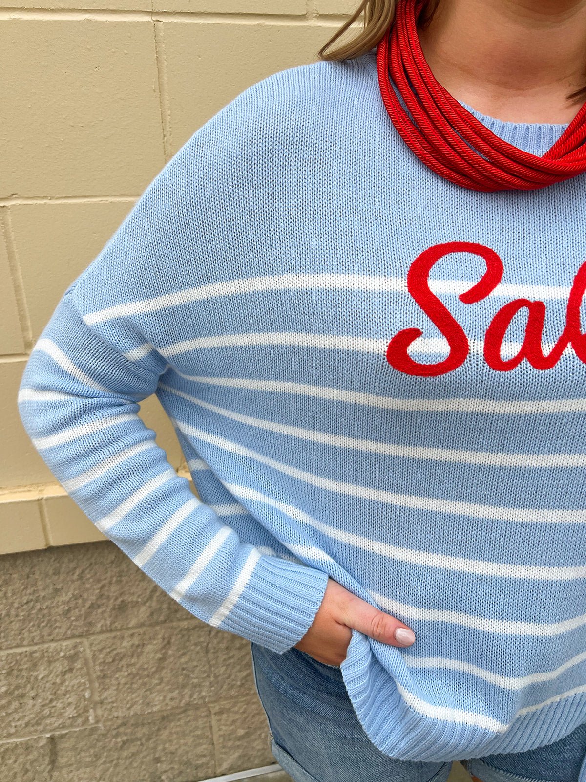Salty Breeze Stripe Sweater - The Pink Pineapple 850