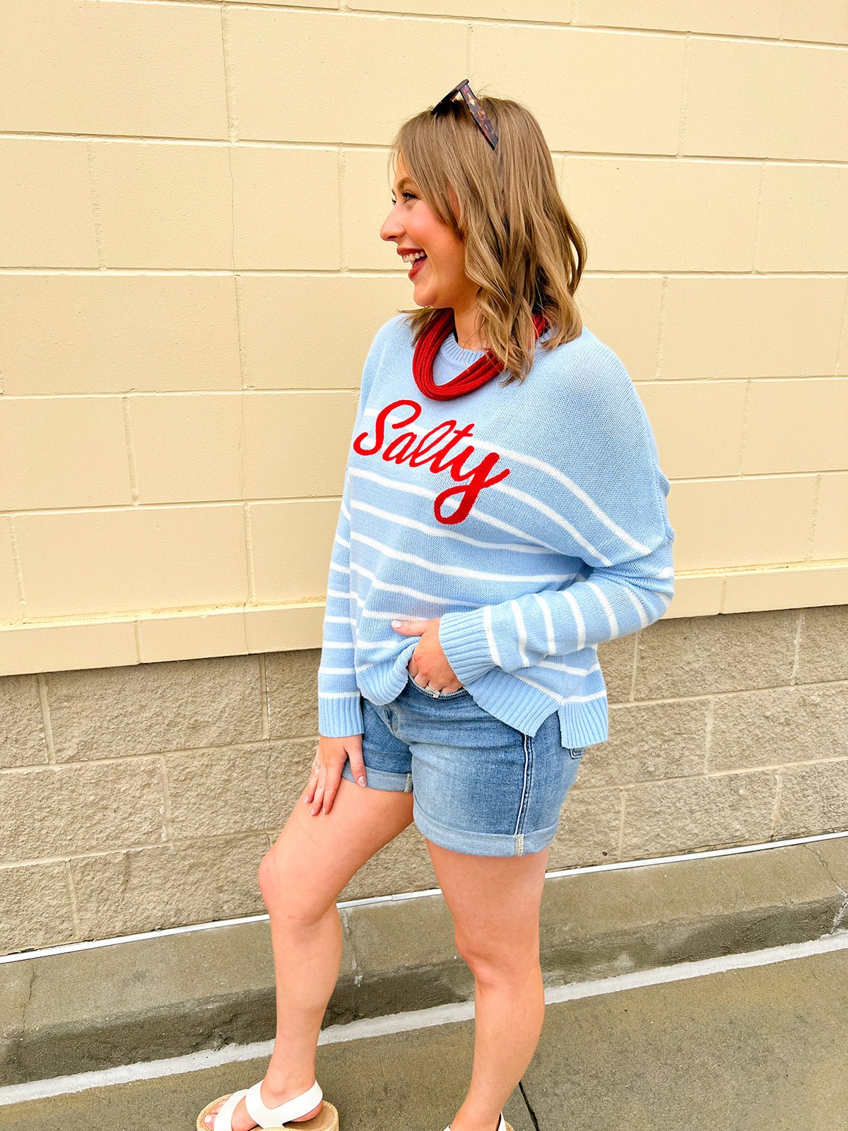 Salty Breeze Stripe Sweater - The Pink Pineapple 850