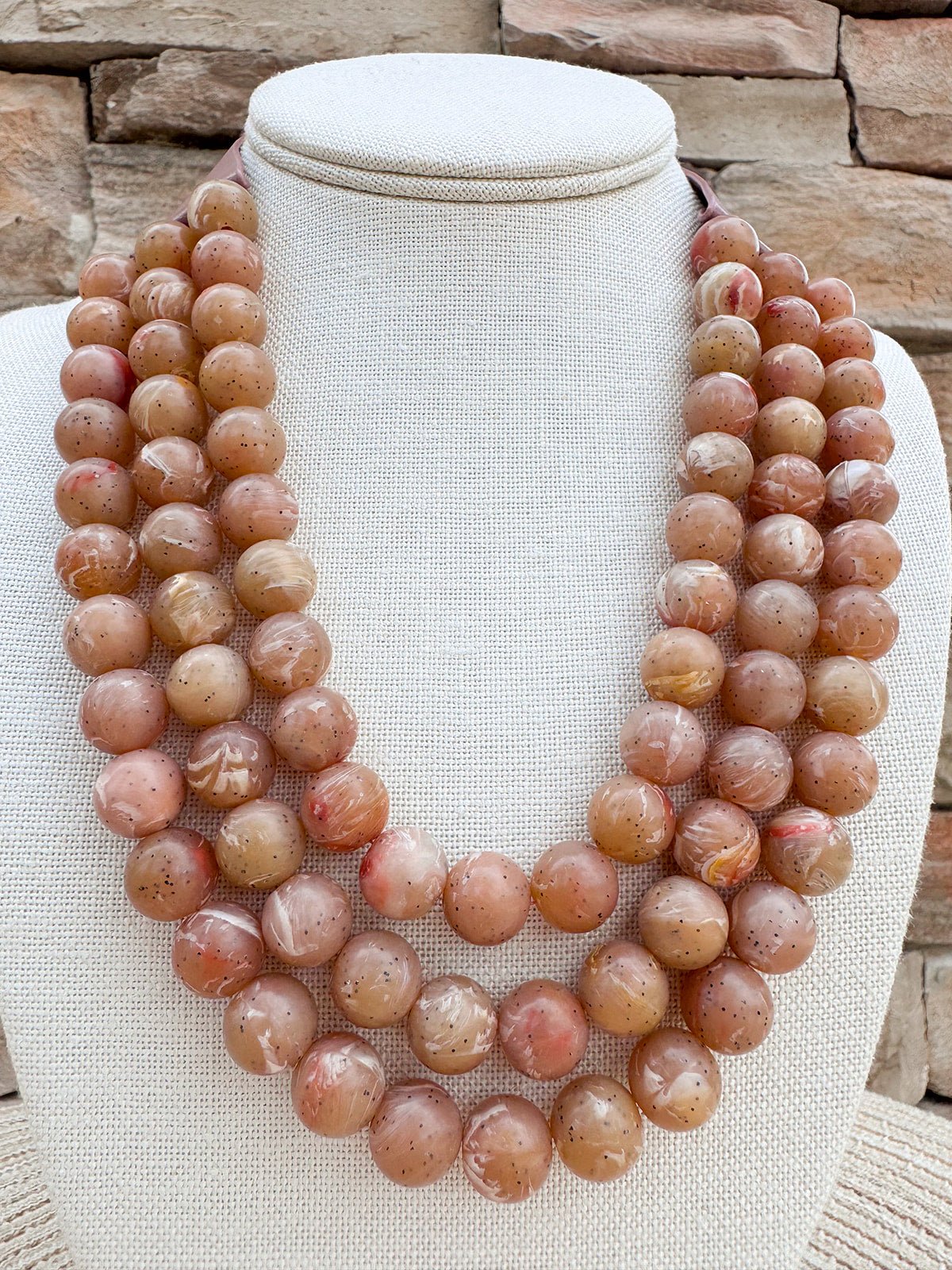 Sands of Time Beaded Faux Leather Necklace - The Pink Pineapple 850