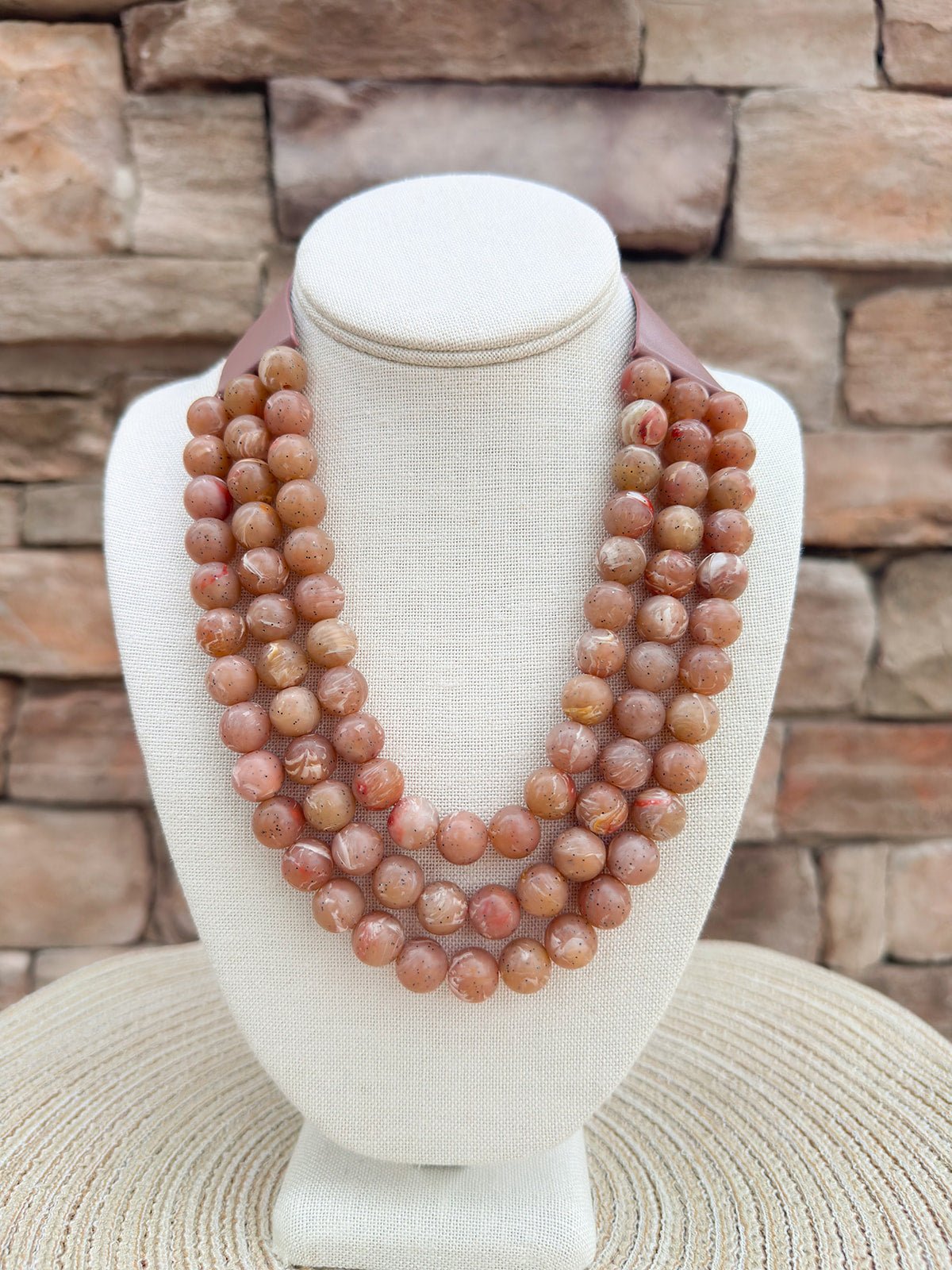 Sands of Time Beaded Faux Leather Necklace - The Pink Pineapple 850