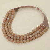 Sands of Time Beaded Faux Leather Necklace - The Pink Pineapple 850