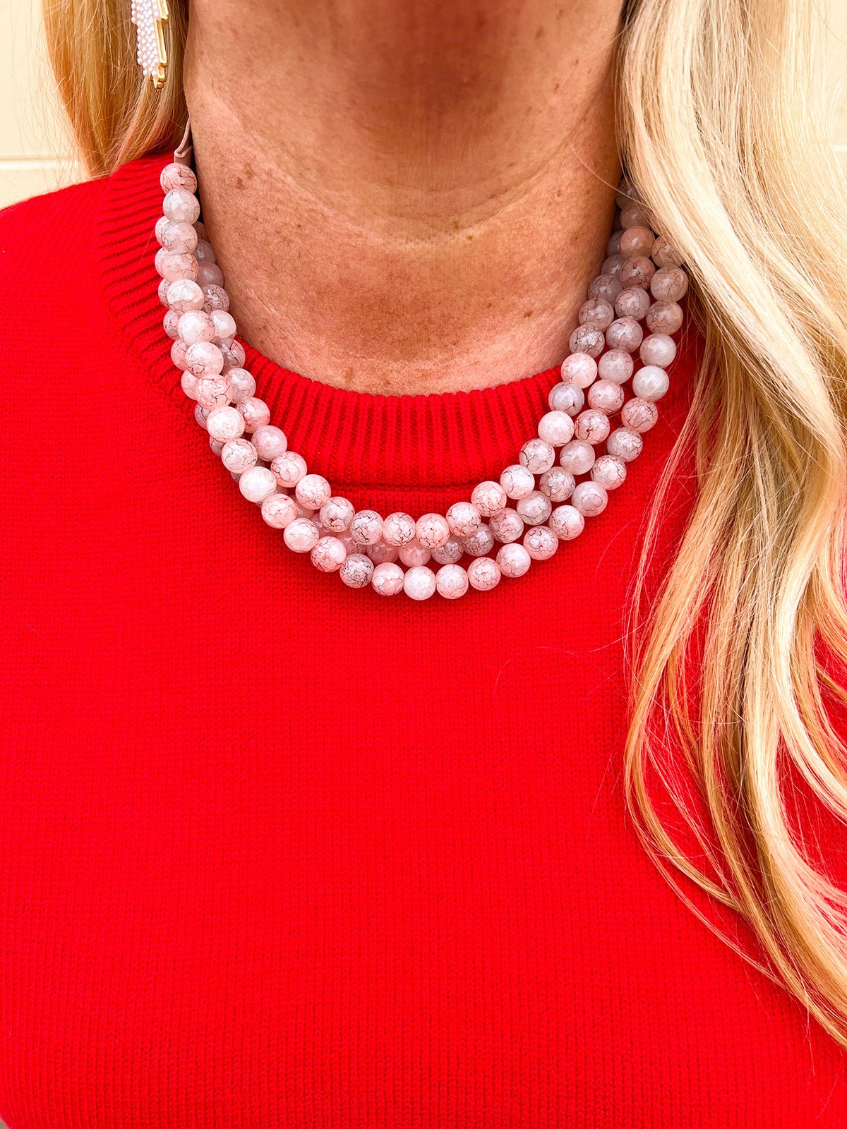 Sands of Time Beaded Faux Leather Necklace in Light Pink - The Pink Pineapple 850