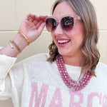 Sands of Time Beaded Faux Leather Necklace in Rose - The Pink Pineapple 850