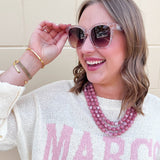 Sands of Time Beaded Faux Leather Necklace in Rose - The Pink Pineapple 850
