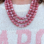 Sands of Time Beaded Faux Leather Necklace in Rose - The Pink Pineapple 850
