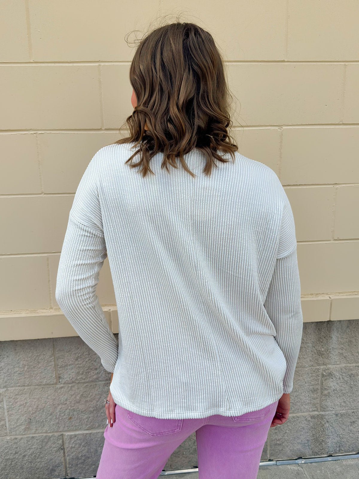 Sandstone Striped Oversized Pocket Top - The Pink Pineapple 850