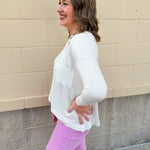 Sandstone Striped Oversized Pocket Top - The Pink Pineapple 850