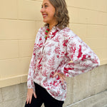 Santa Toile Holiday Blouse - The Pink Pineapple 850