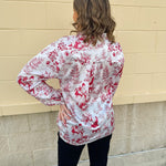 Santa Toile Holiday Blouse - The Pink Pineapple 850