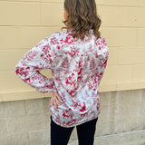 Santa Toile Holiday Blouse - The Pink Pineapple 850