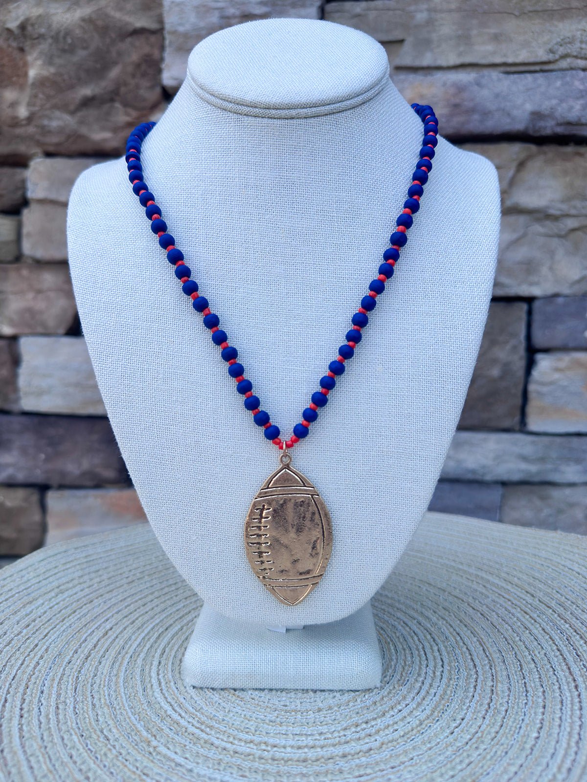 Saturday Kickoff Necklace – Navy & Orange - The Pink Pineapple 850