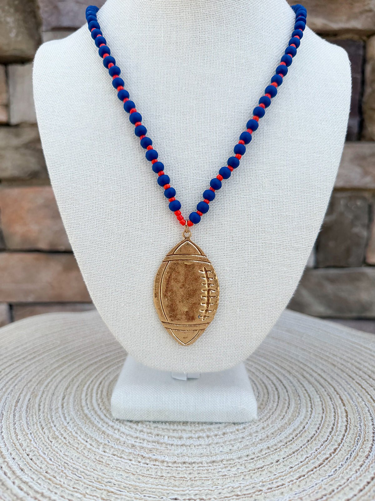 Saturday Kickoff Necklace – Orange & Blue - The Pink Pineapple 850