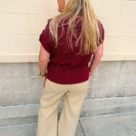 Saturday Muse Pointelle Top in Garnet - The Pink Pineapple 850