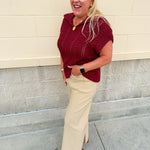 Saturday Muse Pointelle Top in Garnet - The Pink Pineapple 850