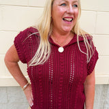 Saturday Muse Pointelle Top in Garnet - The Pink Pineapple 850