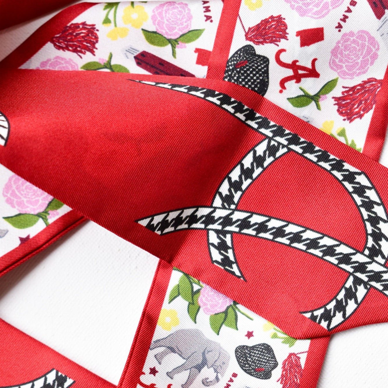 [Saturday Silks] Alabama Gameday Skinny Scarf - The Pink Pineapple 850