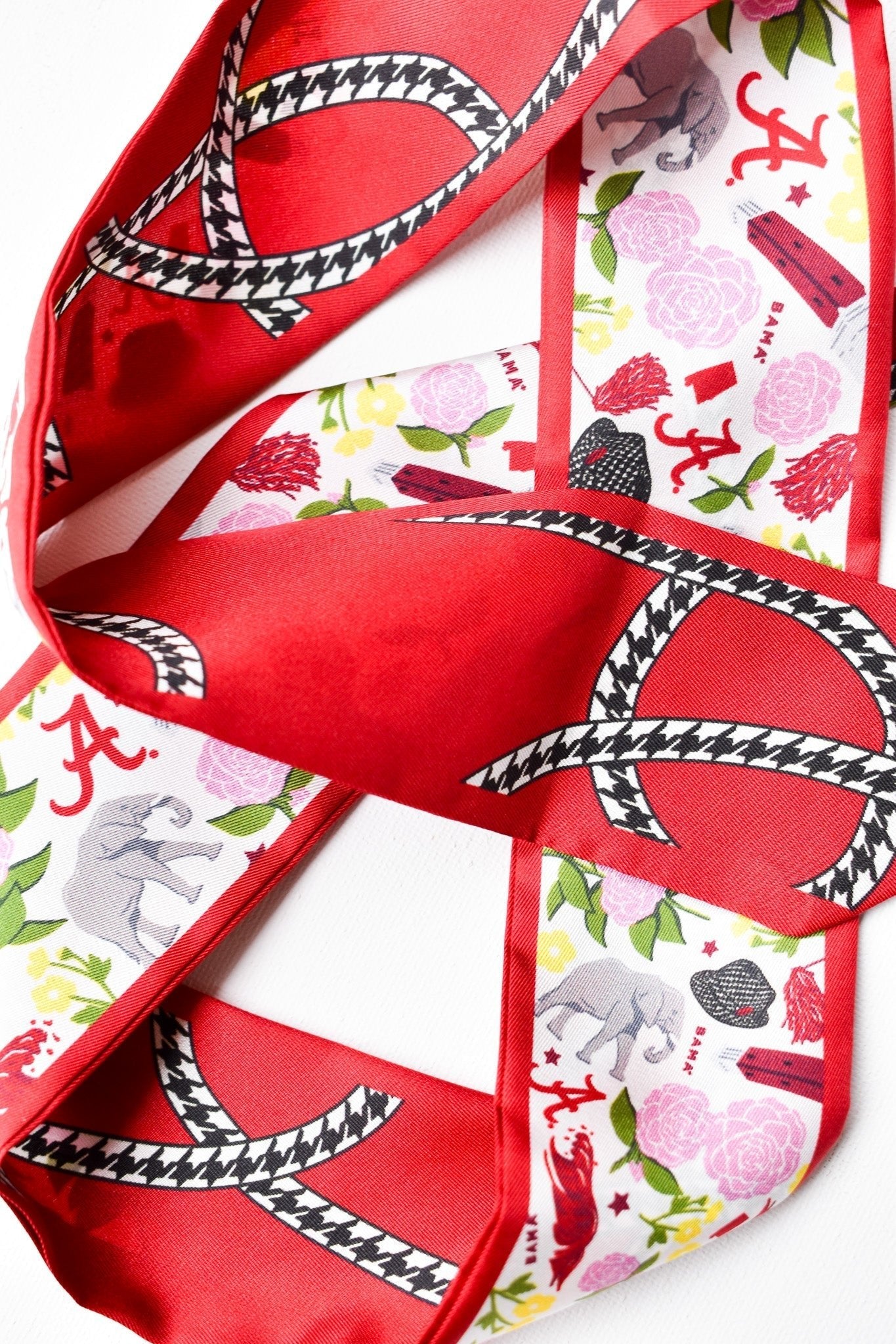 [Saturday Silks] Alabama Gameday Skinny Scarf - The Pink Pineapple 850