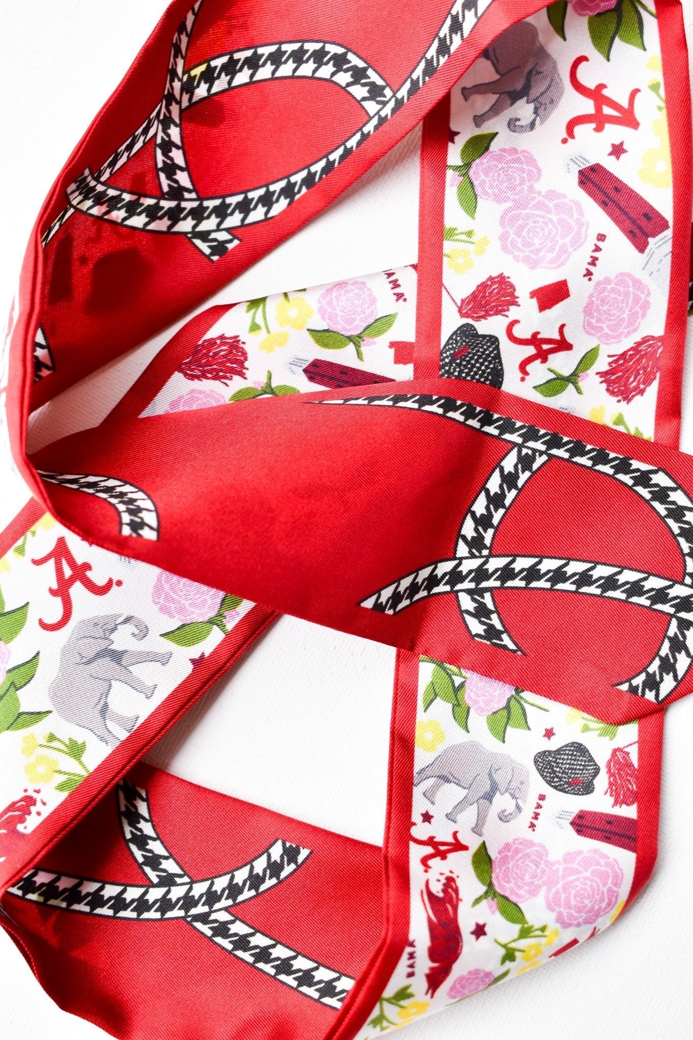 [Saturday Silks] Alabama Gameday Skinny Scarf - The Pink Pineapple 850