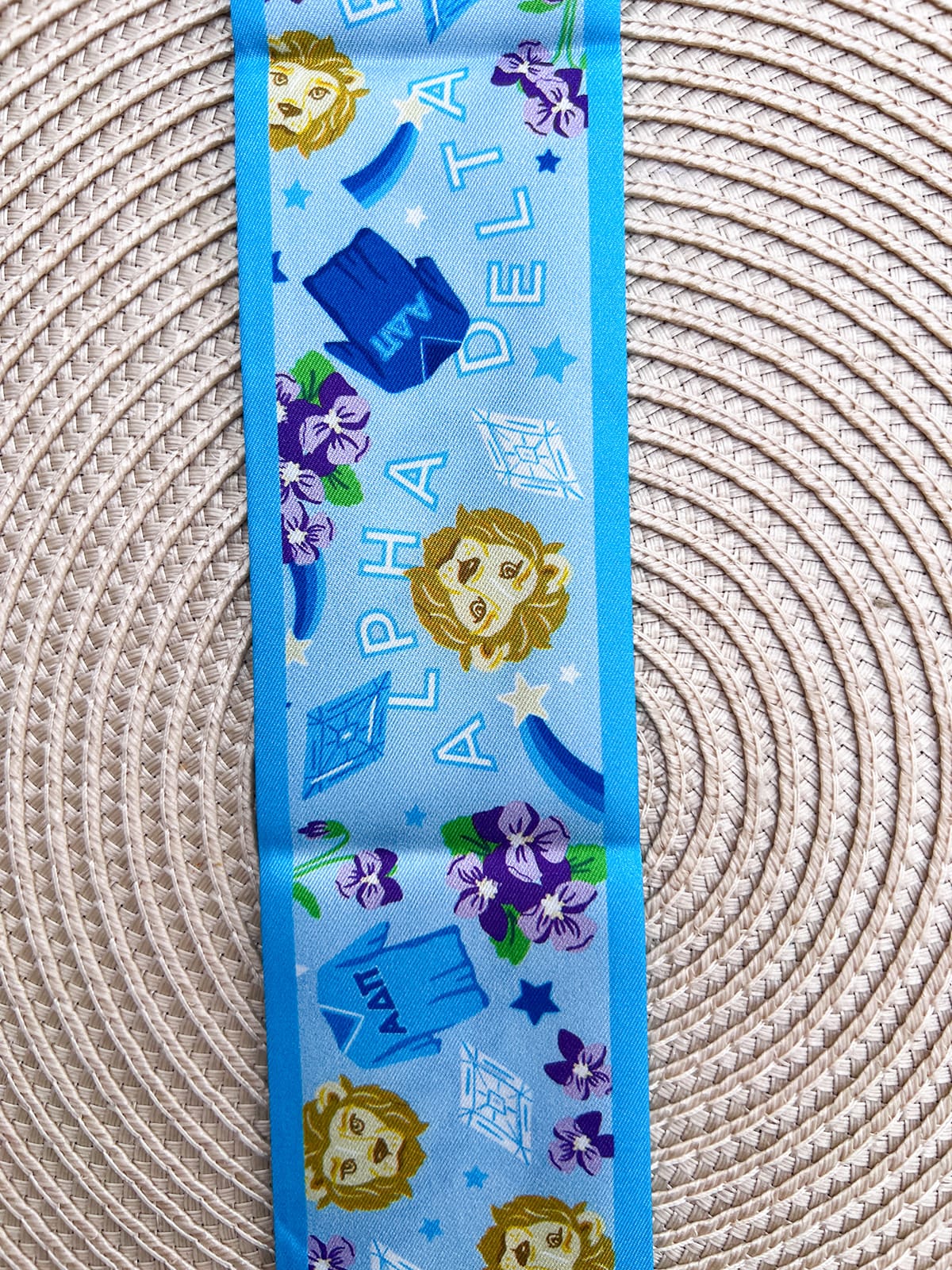[Saturday Silks] Alpha Delta Pi Skinny Scarf - The Pink Pineapple 850
