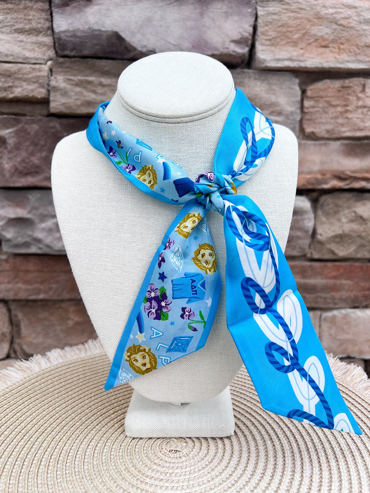 [Saturday Silks] Alpha Delta Pi Skinny Scarf - The Pink Pineapple 850