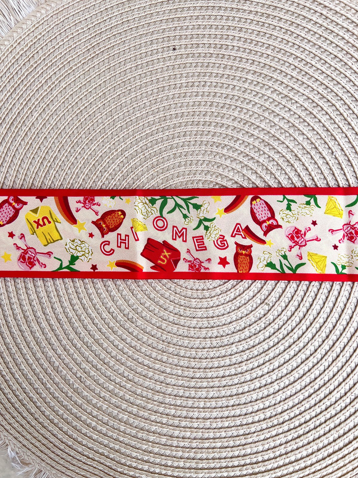 [Saturday Silks] Chi Omega Skinny Scarf - The Pink Pineapple 850