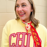[Saturday Silks] Chi Omega Skinny Scarf - The Pink Pineapple 850
