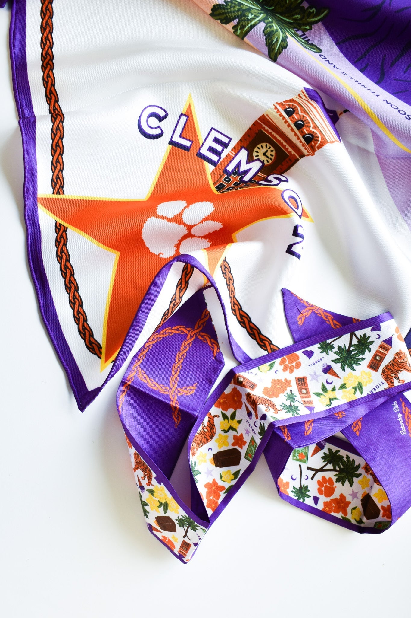 [Saturday Silks] Clemson Gameday Skinny Scarf - The Pink Pineapple 850